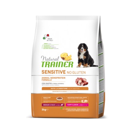TRAINER puppy&junior medium/maxi SENSITIVE no gluten anatra kg.3