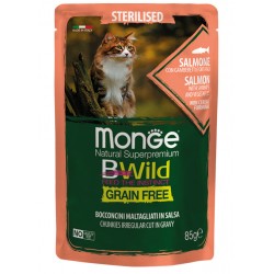 MONGE CAT BWILD STERILISED busta salmone 85 gr.