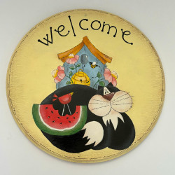 HANDMADE DECORAZIONE " welcome" stile country painting