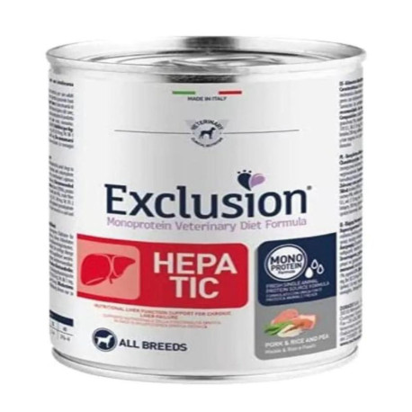 EXCLUSION cat Veterinary Diet Hepatic gr. 200 maiale, piselli e riso